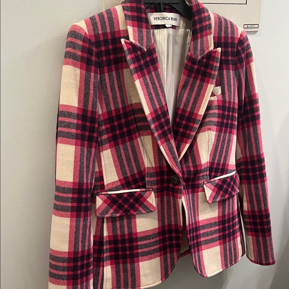 Veronica Beard Women's Blazer - Pink and Cream Plaid